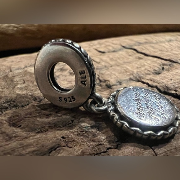 Authentic Pandora Charm Thankful, Grateful, Blessed Dangle Charm, Silver Thanks - Picture 6 of 6